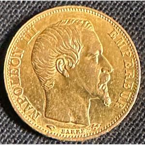 20 Francs Or massif Pièce Napoléon 1860 Francs Français