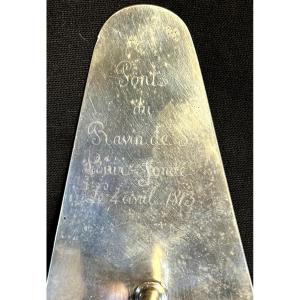 Truelle Commémorative en argent 1813 Pont Saint Louis  entre Menton et Vintimille par Napoléon 