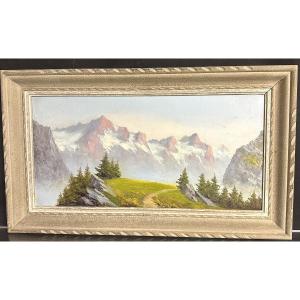 Astrid WALFORD 1907-1984 Grande Huile Massif De La Meije Chaîne Du Mont-blanc, Alpes, Montagne