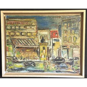 Lucien Genin 1894-1953 Oil Animated View Of Paris Signed