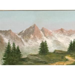 Astrid Walford 1907-1984 Oil Painting Of Mountains And Snow-capped Peaks In Oisans