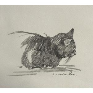 Alexandre STEINLEN 1859-1923 CHAT couché Lithographie signée
