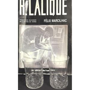 René LALIQUE modèle Haarlem Paire de gobelets Ref 4511 Marcilhac 