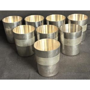 ERCUIS 8 gobelets à cocktails alcool timbales Art Deco en métal  argenté Art de la table
