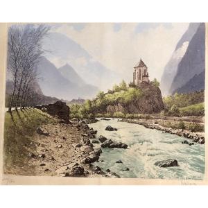 Joanny Drevet 1889-1969 The Arc Towards St Jean De Maurienne Savoie Signed 