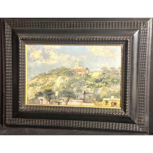 Oil On Canvas, Italy, Late 19th Century, Signed E. Casoli? Landscape With Village, Overlooked By A Monastery, Naples