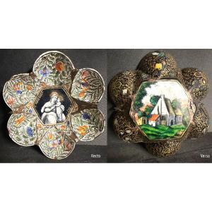 Jacques Laudin 1627-1695 Limoges Enamel Cup Signed Virgin And Child And Landscape 