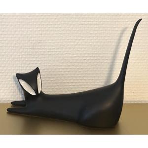 Two-tone Porcelain Cat, Royal Dux Design, Jaroslav Jezek, 1960 