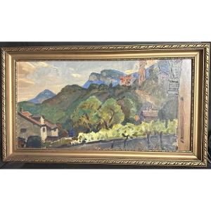Jacques PERETTO 1879-1937 Claix 1926 Grande huile GRENOBLE Isère 38 