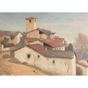 Paul CARRIÈRE XXe Huile Art Deco Village méridional Artiste orientaliste début 20e