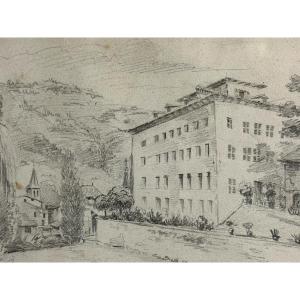 Claude Honoré Bache 1801-1872 Allevard Drawing Dauphiné Belledonne Grenoble