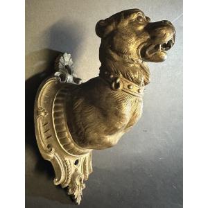 Patère XIXe CHIEN de chasse en métal Portemanteau Lecourtier très bon état