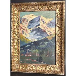 P. Vernin Oil 1931 Mont Blanc La Meije Alpes Mountain Grenoble /1