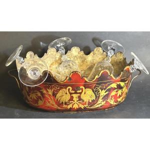 19th-century Canopy Freshener In China Red And Gold Lacquered Sheet Metal