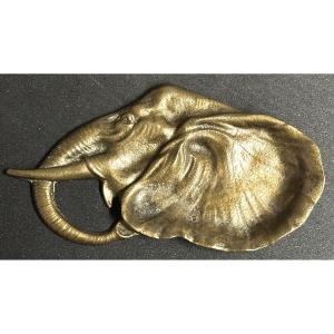 Rare Bronze éléphant Pocket Scoop Circa 1900/1920 Hunting Animalistic Decoration