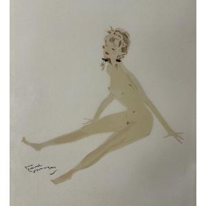 Jean Gabriel DOMERGUE lithographie couleurs SUZETTE 1956 signée La parisienne