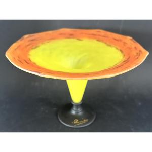 Charles SCHNEIDER Coupe Bijou en verre avec étirements à chaud Signée Vers 1922 