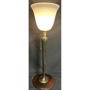 Ancienne lampe MAZDA en très bon état vers 1960 avec son opaline