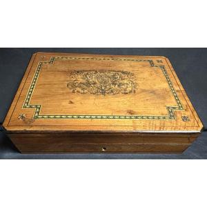 Coffret XIXe Souvenir de Fontainebleau avec armoirie salamandre de François Ier 