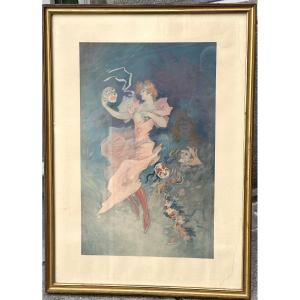 Jules CHERET 1836-1932 La comédie 1891 grande lithographie