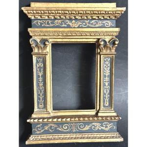 Cadre tabernacle italien fin 19e en bois polychrome