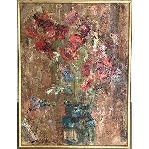 Claire Bertrand Eisenschitz 1890-1969 Large Expressionist Oil Painting Flowers Austria