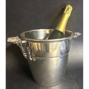 Seau à champagne en métal argenté ARGIT Paris Art de la table Décor de vigne.
