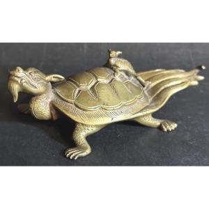 China, 19th Century. Bronze Turtle-dragon. Symbol Of Longevity, Prosperity, And Wisdom. Asia
