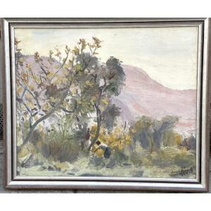 François Henri FLANDRIN dit FRANCK grande huile 1925 NICE Rimiez /2 grenoble