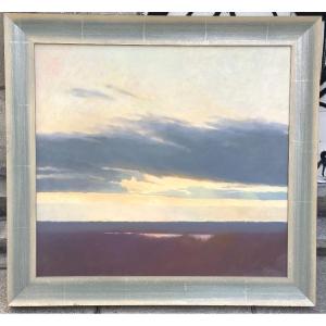 Belva Ann PRYCEL artiste américaine Grande huile Marée le soir Signé