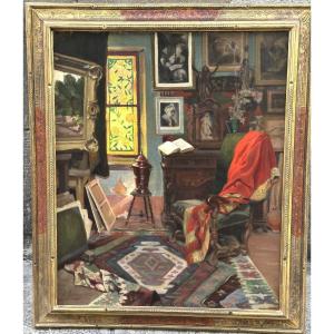 Atelier d’artiste Grande huile H. GARCIA 1913 signé collectionneur en très bon état