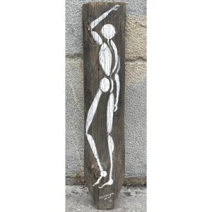 Jérôme Mesnager Oil On Wood Man In White Street Art Zig Zag Group