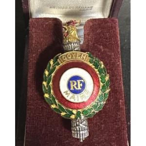 Rare insigne de boutonnière MAIRE Doyen en écrin Arthus Bertrand Paris André Tattegrain