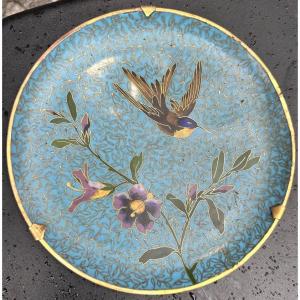 Assiette / petit plat XIXe émail cloisonné Japon Meiji émaux cloisonnés