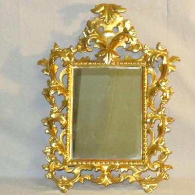 Mirror Seed Italian Carved Gold Openwork Nineteenth Florentin Very Good Condition