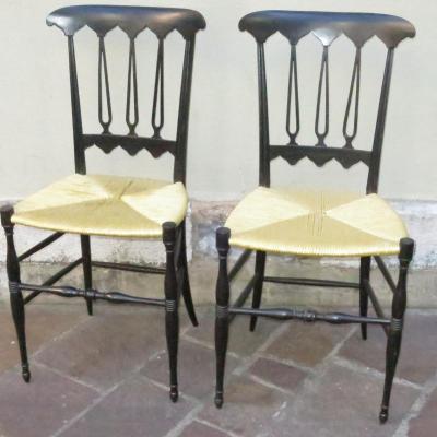 CHIAVARI . Spada 2 CHAISES en bois laqué vers 1950