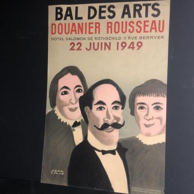 Paul COLIN RARE  AFFICHE BAL DES ARTS DOUANIER ROUSSEAU 1949 Hotel De Rotschild