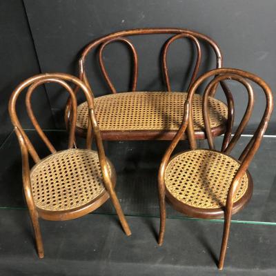 RARE salon de poupée 1900 en bois courbé style THONET  jeu d' enfant EN TBE