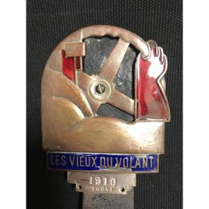 Badge mascotte LES VIEUX DU VOLANT 1910 Roger Pérot  Art Deco automobile