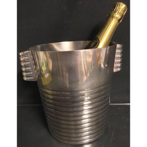 Luc Lanel For Christofle Champagne Bucket Art Deco Model Ondulations