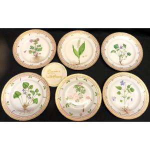 ROYAL COPENHAGEN 6 grandes assiettes FLORA DANICA porcelaine 3549 EN PARFAIT ETAT Danemark Copenhague