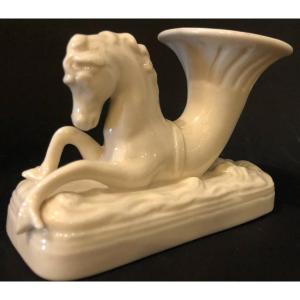 BELLEEK Irlande CHEVAL MARIN porte fleur en porcelaine hippocampe Ireland