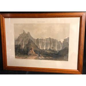 F. BENOIST 1818-1896 RARE lithographie Mont Tenneverges Sixt de 1864 Montagne Haute Savoie