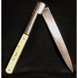 Ancien Couteau Corse 47,5 cm Vendetta à lame pliante gravée 