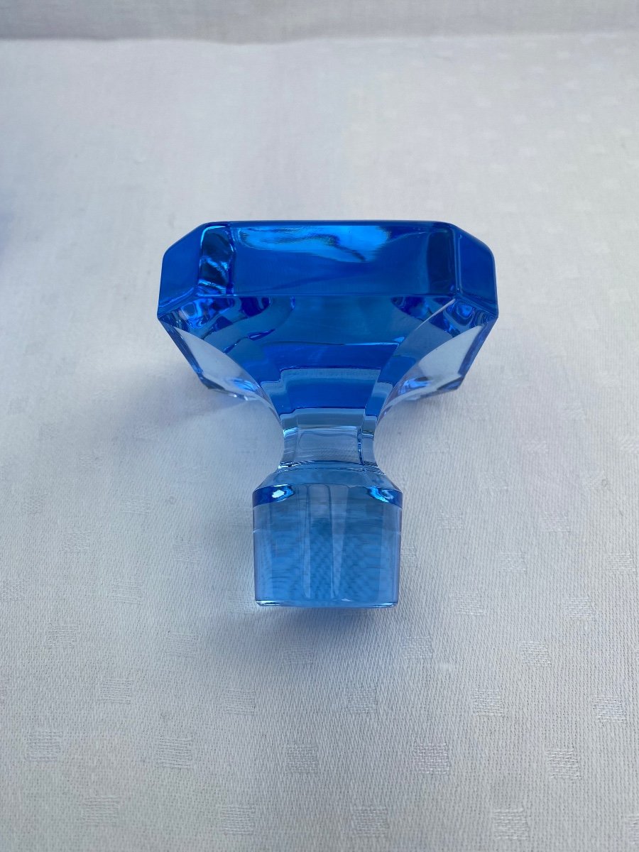Bayel. Carafe En Cristal Bleue XXeme -photo-3