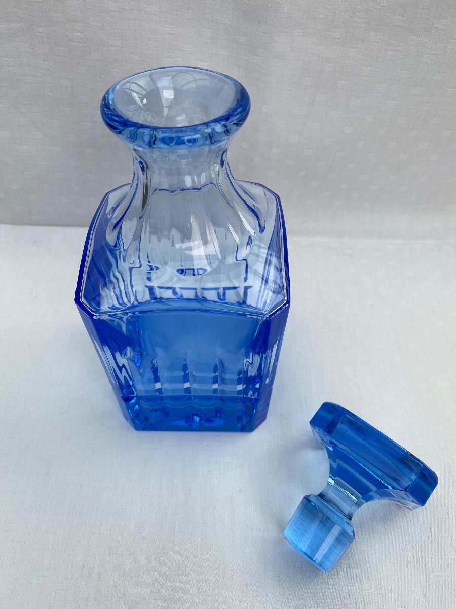 Bayel. Carafe En Cristal Bleue XXeme -photo-2