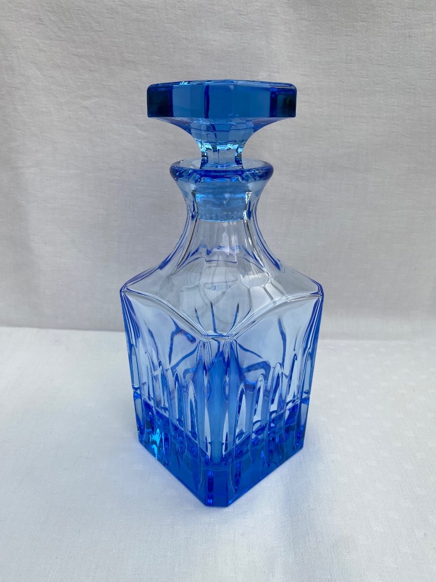 Bayel. Carafe En Cristal Bleue XXeme 