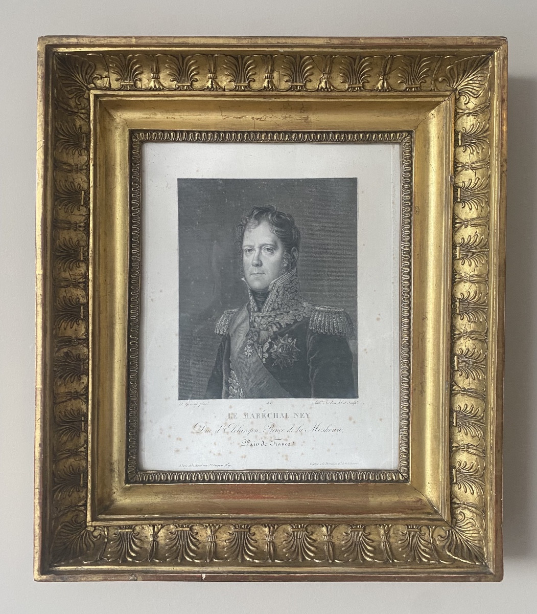 Gravure : Le Maréchal Ney (1769-1815) Dans Un Cadre D’époque Empire XIXeme