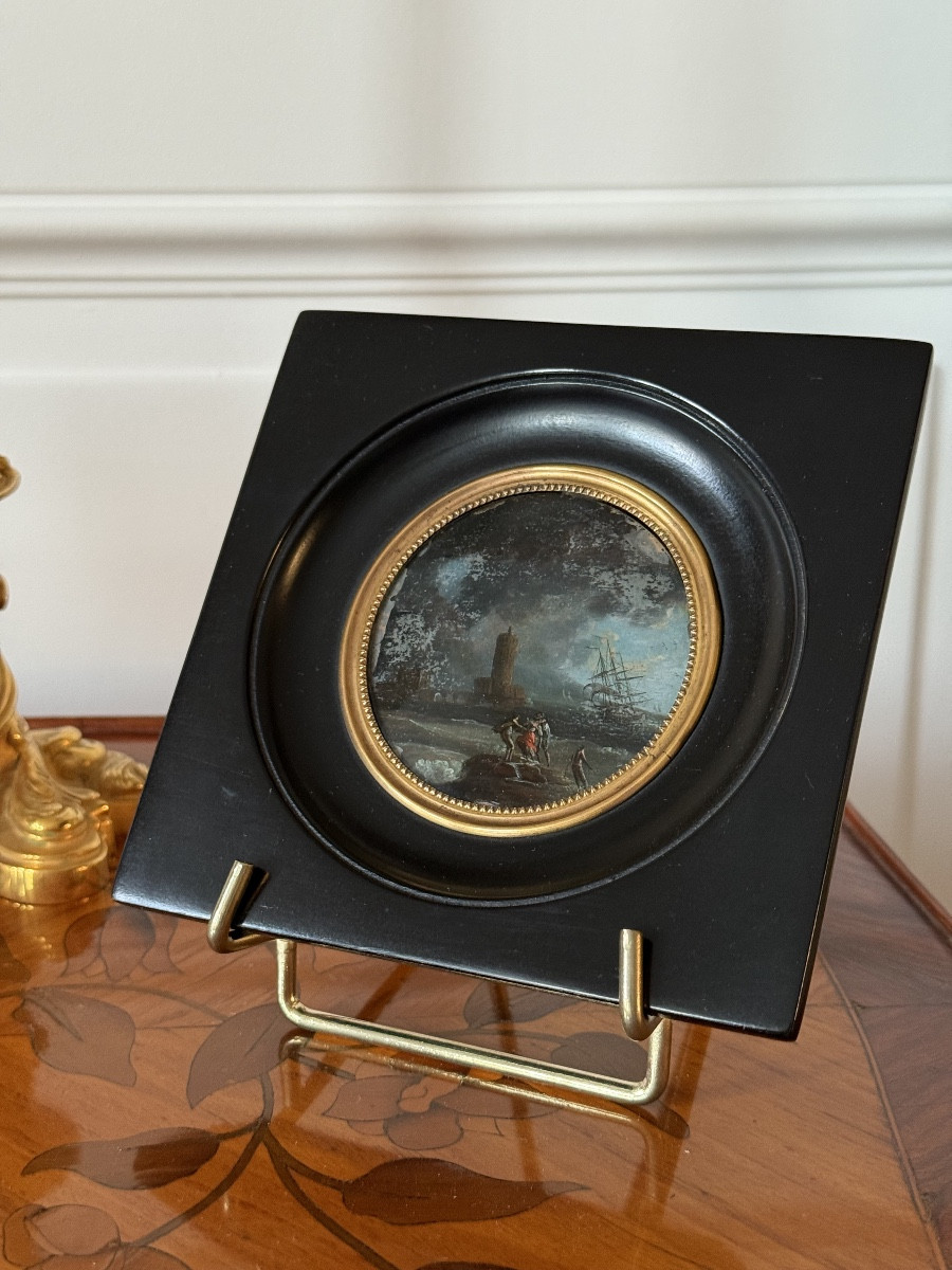 Miniatures en fixé sous verre d’après Joseph Vernet , Début XIXème -photo-2