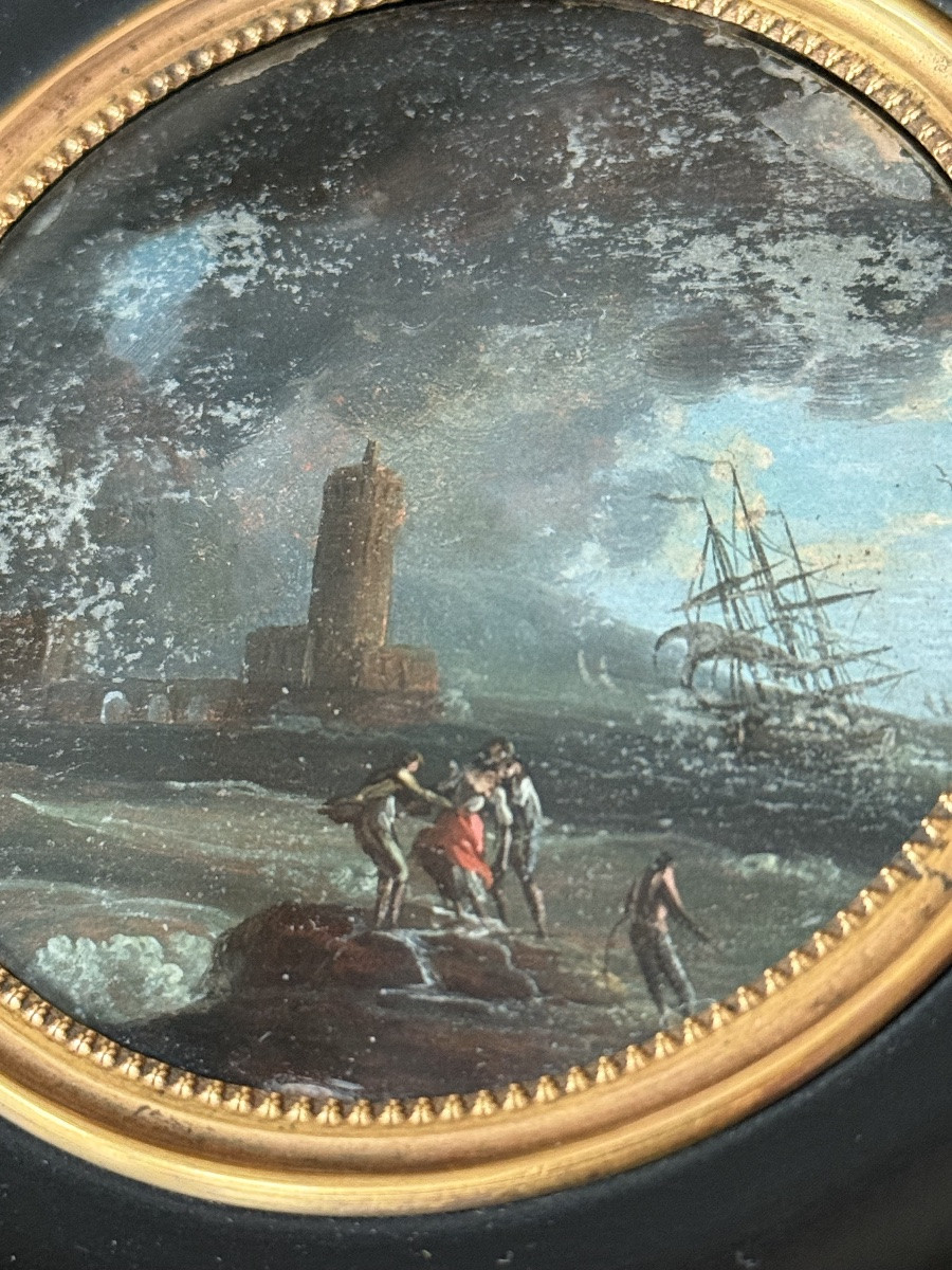 Miniatures en fixé sous verre d’après Joseph Vernet , Début XIXème -photo-2